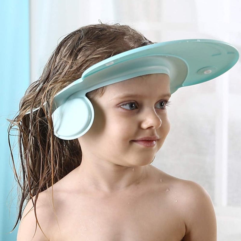 AMTOOCH Children Bath Shower Cap wash Shampoo Visor Shield hat Prevent Water Entering The Eyes and Ears Bathing tub Head Hair Rinser Protection Kids Toddler Baby (Blue) - Image 1